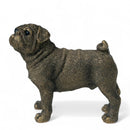 Pug Dog figurine in bronze effect finish from the Leonardo Reflections Bronzed range, in gold gift box