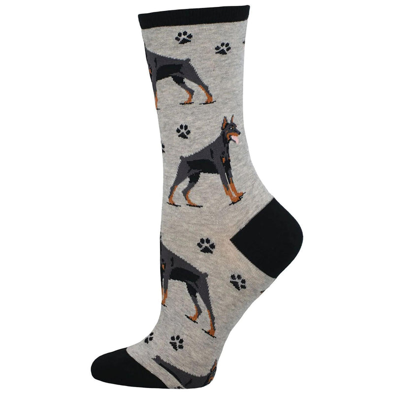 Women's Doberman design socks by Socksmith, quality cotton mix, Dog lover gift