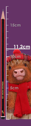 Sitting Highland Cow with Fabric Hat And Scarf, Height 11.5cm, Gift Boxed