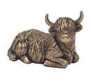 Cute laying Highland Cow figurine, Leonardo Reflections Bronzed range, gift boxed