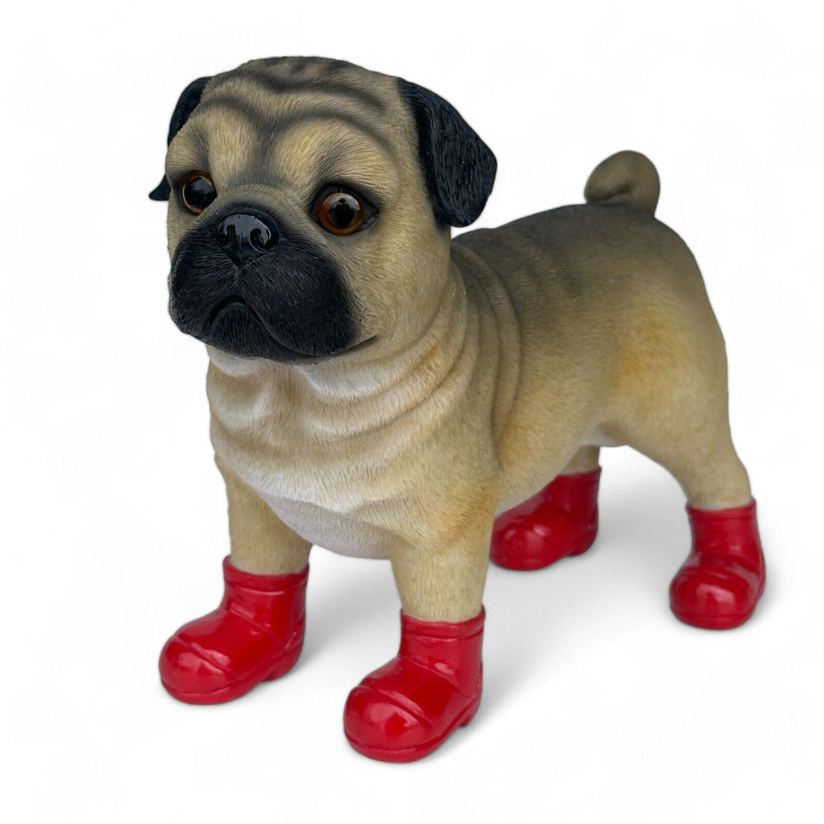 Pug in Boots ornament Red Wellingtons figurine decoration sculpture gi