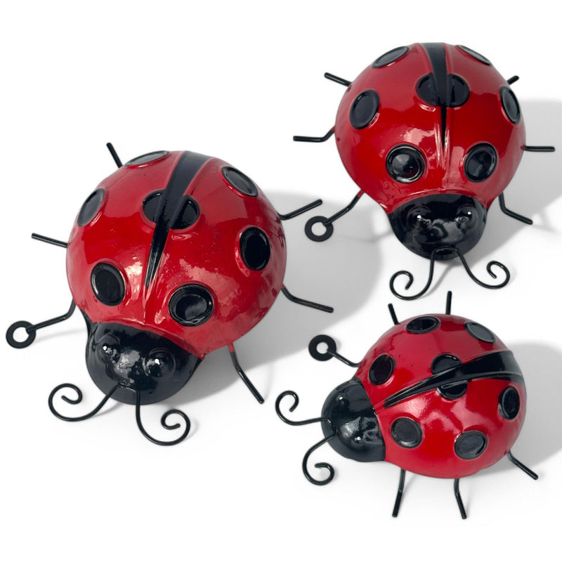 SET OF 3 metal Ladybird Wall Art decorations