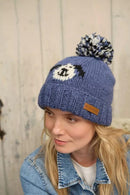 Pachamama Smiley Dog Bobble Beanie Hat All Wool Chunky Knit
