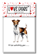 'Love Dogs' Dog breeds Tea Towel, with 'Watching you' funny wording, 100% cotton (Jack Russell Terrier)