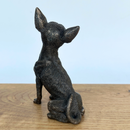 Sitting Chihuahua figurine in solid cold cast bronze, gift boxed