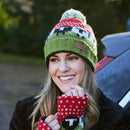 Pachamama 'Black Sheep' Design Wool Roll Back Bobble Beanie Hat