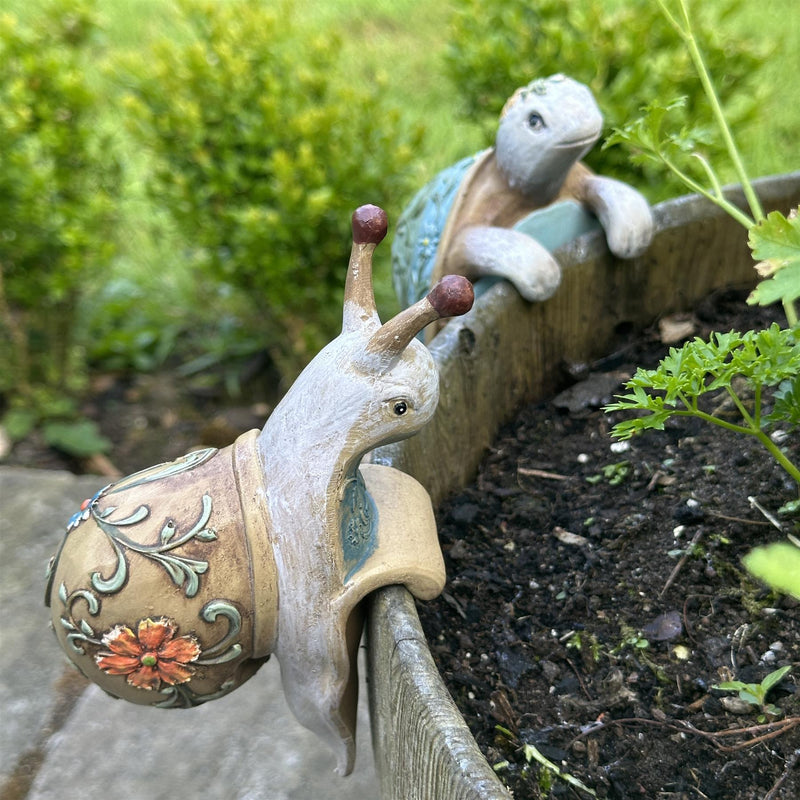 SET OF TWO flower pot hangers in lovely bohemian colours and design (Tortoise & Snail)