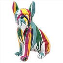 French Bulldog Dog Drip Art figurine, white with bright multi-coloured paint pattern, by Lesser & Pavey