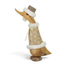 DCUK Gilded Caramel Duckling Christmas Duck Decoration Wearing A Snowflake Print dress