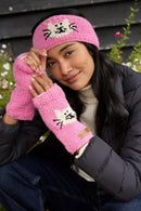 Pachamama Smiley Cat Design Handwarmers Chunky Knit Wool