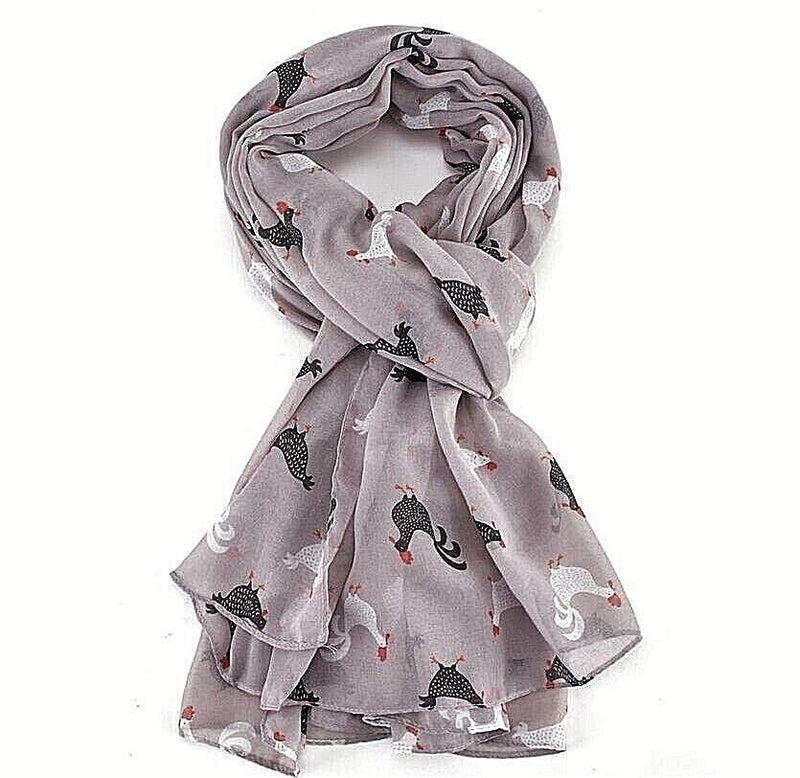 Lightweight ladies Scarf 'Roosters' design Hen Chicken lover gift stocking filler