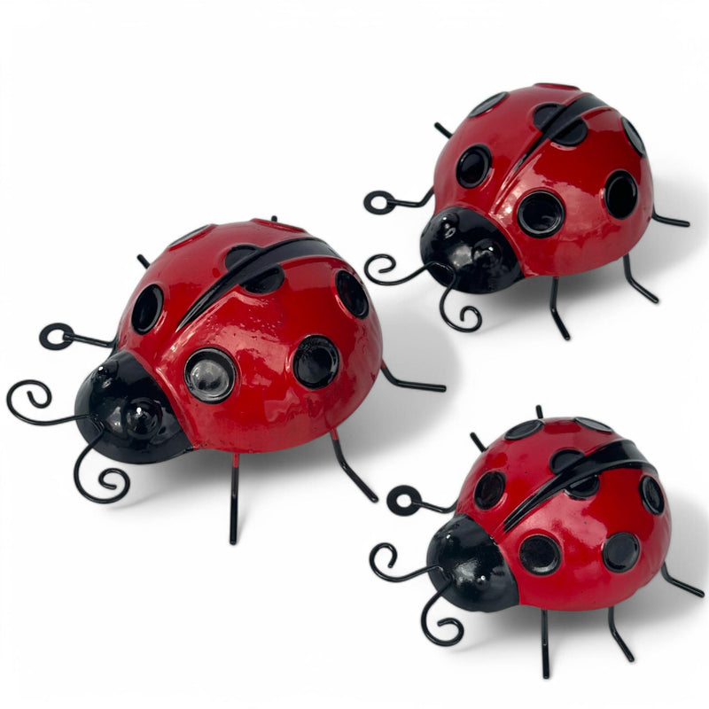 SET OF 3 metal Ladybird Wall Art decorations