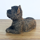Laying West Highland Terrier 'Westie' Dog figurine, Leonardo Reflections Bronzed, 13cm, gift boxed