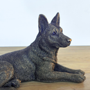 Laying German Shepherd Dog figurine, Leonardo Reflections Bronzed, 18cm, gift boxed