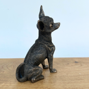 Sitting Chihuahua figurine in solid cold cast bronze, gift boxed