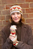 Pachamama Fox Design Headband Hat Chunky Knit Merino Wool