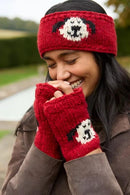 Pachamama Smiley Dog Headband Chunky Knit Wool Fleece Lined