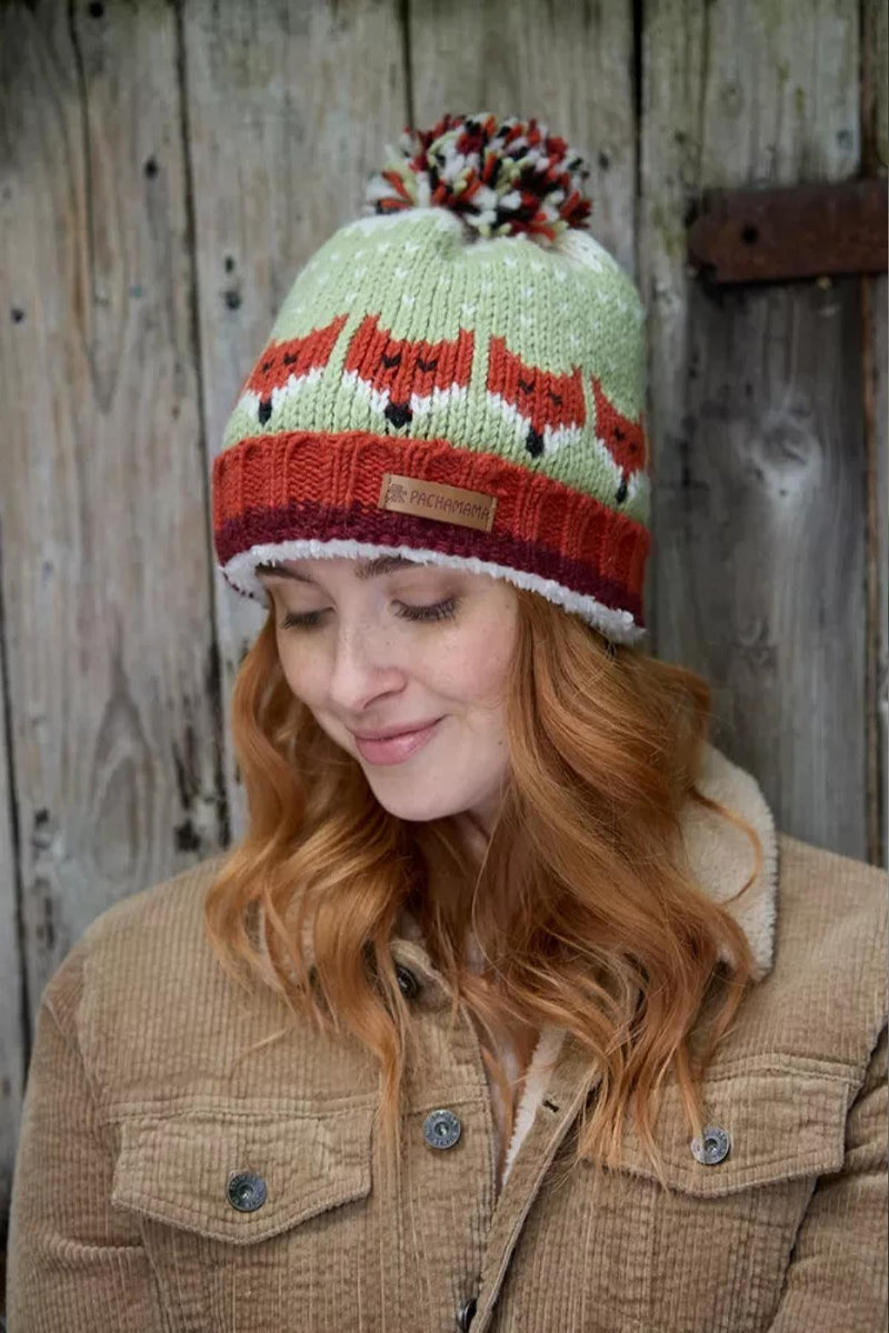 Pachamama Skulk Of Foxes Roll Back Bobble Beanie