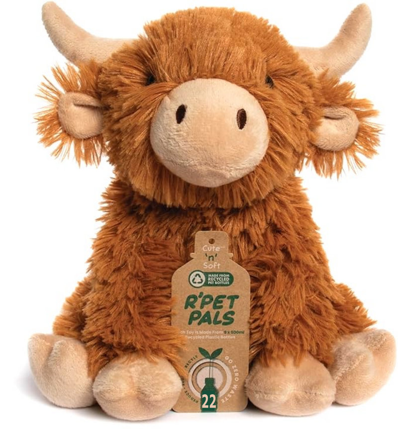 Large 30cm RPET PALS Highland Cow Soft Toy recycled bottle Cow lover gift
