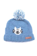 Pachamama Smiley Cat Bobble Beanie Hat Chunky Knit Wool