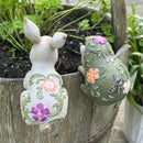 SET OF TWO flower pot hangers in lovely bohemian colours and design (Rabbit & Hedgehog)