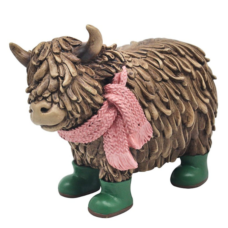 Highland Cow in Green Wellington Boots Figurine by Lesser & Pavey (19cm)