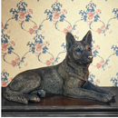 Laying German Shepherd Dog figurine, Leonardo Reflections Bronzed, 18cm, gift boxed