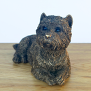 Laying West Highland Terrier 'Westie' Dog figurine, Leonardo Reflections Bronzed, 13cm, gift boxed