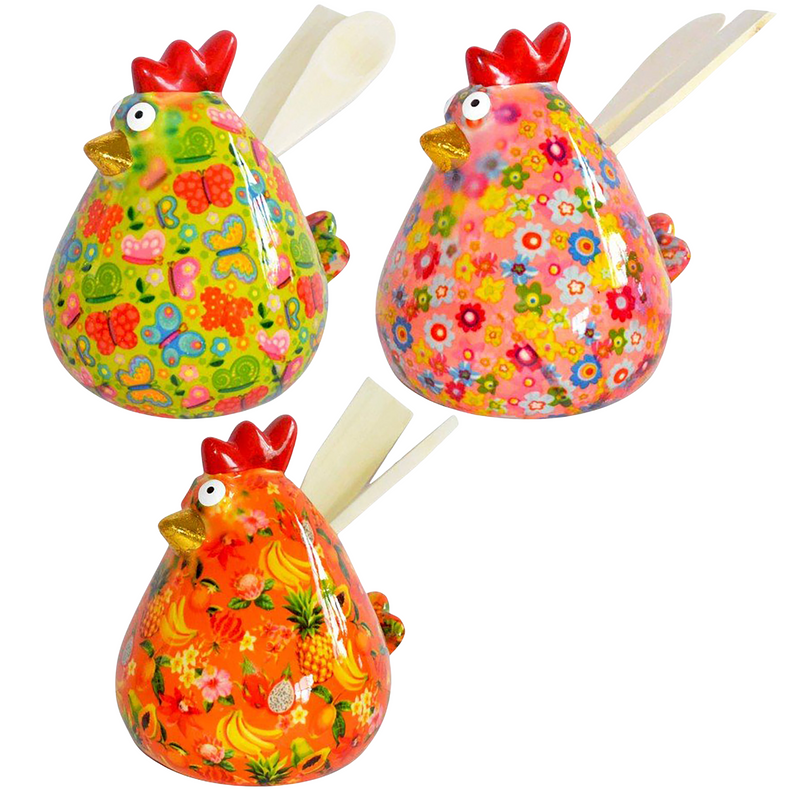 Pomme Pidou 'Matilda' ceramic Chicken shaped kitchen utensil holder with utensils
