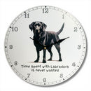 Dog Breeds Wall Clock with 'Time Spent With Labradors Is Never Wasted' wording (Black labrador)
