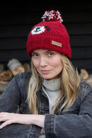Pachamama Smiley Dog Bobble Beanie Hat All Wool Chunky Knit