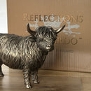 19cm Highland Cow ornament figurine, Leonardo Bronzed Reflections range, farmer lover gift, boxed