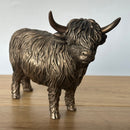 19cm Highland Cow ornament figurine, Leonardo Bronzed Reflections range, farmer lover gift, boxed