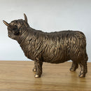 19cm Highland Cow ornament figurine, Leonardo Bronzed Reflections range, farmer lover gift, boxed