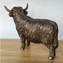 19cm Highland Cow ornament figurine, Leonardo Bronzed Reflections range, farmer lover gift, boxed