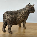19cm Highland Cow ornament figurine, Leonardo Bronzed Reflections range, farmer lover gift, boxed