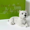 Realistic Laying West Highland Terrier 'Westie' Dog figurine, 13cm, gift boxed