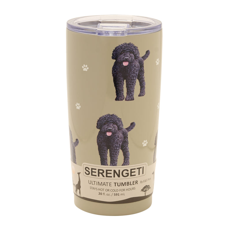 Labradoodle design travel mug vacuum insulated tumbler, Serengeti stainless steel double wall, 20 fl.oz. (591ml.)