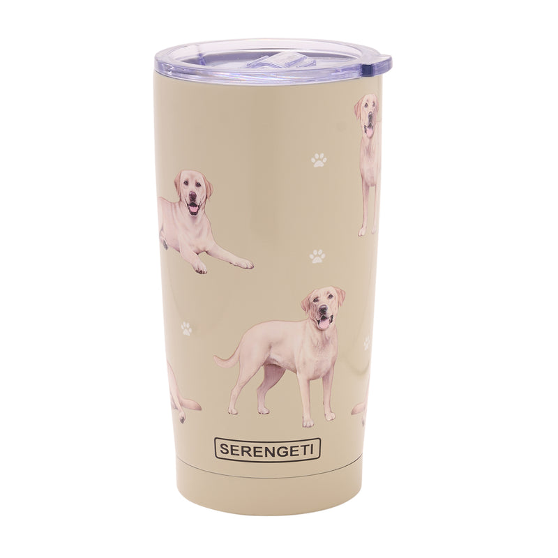Golden Labrador design travel mug vacuum insulated tumbler, Serengeti stainless steel double wall, 20 fl.oz. (591ml.)