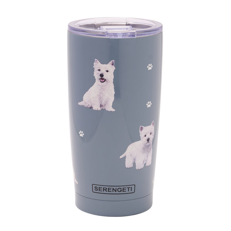 West Highland Terrier design travel mug vacuum insulated tumbler, Serengeti stainless steel double wall, 20 fl.oz. (591ml.)