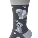 Women's Bichon Frise Socks, lovely vibrant colours, soft combed cotton, one size
