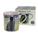 Leonardo quality Black Cat fine china mug with all round print, in coloured gift box