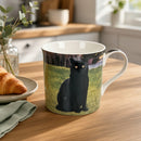 Leonardo quality Black Cat fine china mug with all round print, in coloured gift box