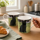 Leonardo quality Black Cat fine china mug with all round print, in coloured gift box