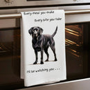'Love Dogs' Dog breeds Tea Towel, with 'Watching you' funny wording, 100% cotton (Black Labrador)