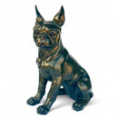 Boston Terrier Dog Figurine, Large 32cm high, Gold Sparkle Finish