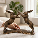 Boxing Hares figurine, Leonardo Reflections Bronzed range, gift boxed