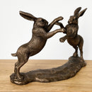Boxing Hares figurine, Leonardo Reflections Bronzed range, gift boxed