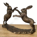 Boxing Hares figurine, Leonardo Reflections Bronzed range, gift boxed