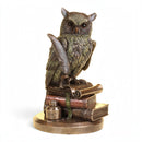 Owl on Books, Quality Heavyweight Cold Cast Bronze Sculpture, Height 23cm